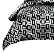 Benzara 6 Piece Polyester King Comforter Set with Geometric Print, Gray and Black