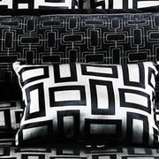 Benzara 6 Piece Polyester King Comforter Set with Geometric Print, Gray and Black