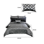 Benzara 6 Piece Polyester King Comforter Set with Geometric Print, Gray and Black