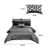 Benzara 6 Piece Polyester King Comforter Set with Geometric Print, Gray and Black