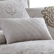 Benzara 9 Piece Queen Cotton Comforter Set with Textured Floral Print, Gray