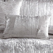 Benzara King Size 7 Piece Fabric Comforter Set with Crinkle Texture, Silver