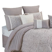 Benzara King Size 10 Piece Fabric Comforter Set with Medallion Prints, White