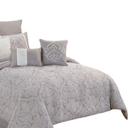 Benzara King Size 10 Piece Fabric Comforter Set with Medallion Prints, White