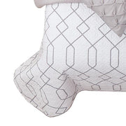 Benzara 8 Piece Full Size Fabric Comforter Set with Geometric Prints,White and Gray