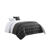 Benzara 8 Piece King Size Fabric Comforter Set with Oversized Check Prints, Black