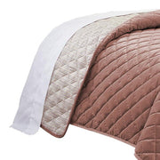 Benzara 3 Piece Twin Size Coverlet Set with Stitched Diamond Pattern, Pink