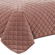 Benzara 3 Piece Twin Size Coverlet Set with Stitched Diamond Pattern, Pink
