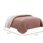 Benzara 3 Piece Twin Size Coverlet Set with Stitched Diamond Pattern, Pink