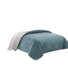 Benzara 3 Piece Twin Size Coverlet Set with Stitched Diamond Pattern, Teal Green
