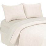 Benzara 3 Piece Queen Quilt Set with Vertical and Horizontal Stitched Details,White