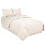 Benzara 3 Piece Queen Quilt Set with Vertical and Horizontal Stitched Details,White