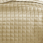 Benzara 3 Piece Queen Size Coverlet Set with Stitched Square Pattern, Gold