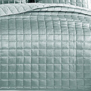 Benzara 3 Piece King Size Coverlet Set with Stitched Square Pattern, Sea Green