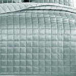 Benzara 3 Piece Queen Size Coverlet Set with Stitched Square Pattern, Sea Green
