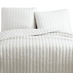 Benzara 3 Piece Crinkles King Size Coverlet Set with Vertical Stitching, White