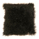 Benzara Faux Fur Pillow with Removable Cover and Zipper Closure, Black