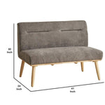 Benzara Fabric 2 Seater Loveseat Sofa with Splayed Legs, Gray and Brown
