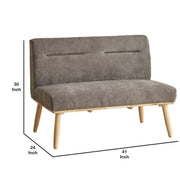 Benzara Fabric 2 Seater Loveseat Sofa with Splayed Legs, Gray and Brown