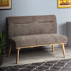 Benzara Fabric 2 Seater Loveseat Sofa with Splayed Legs, Gray and Brown