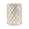 Benzara Cylindrical Bamboo Weaved Glass Vase, Large, Brown and Clear