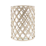 Benzara Cylindrical Bamboo Weaved Glass Vase, Large, Brown and Clear