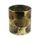 Benzara Cylindrical Shape Splotched Glass Vase, Large, Gold and Copper