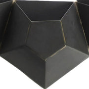 Benzara Hexagonal Shape Conjoined Metal Frame Triple Wall Vase, Black