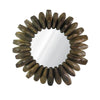Benzara Round Wooden Shoe Mold Accent Wall Mirror, Natural Brown