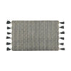 Benzara 3 x 2 Feet Block Printed Cotton Rug with Tassel, Gray and Off White