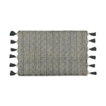 Benzara 3 x 2 Feet Block Printed Cotton Rug with Tassel, Gray and Off White