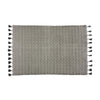 Benzara 6 x 4 Feet Block Printed Cotton Rug with Tassel, Gray and Off White