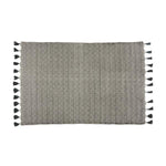 Benzara 6 x 4 Feet Block Printed Cotton Rug with Tassel, Gray and Off White