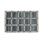 Benzara 3 x 2 Feet Reversible Cotton Rug with Grid Pattern, Blue and Off White