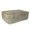 Benzara Rectangular Shaped Fabric Pouf with Traditional Floral Pattern, Brown