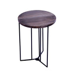 Benzara Wooden Round Top Side Table with Folding Mechanism, Gray