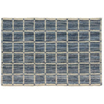 Benzara 5 X 8 Feet Rectangular Fabric Rug with Grid Pattern, Blue and White