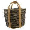 Benzara Woven Denim and Hemp Basket with Two Handles, Black and Beige