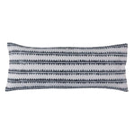 Benzara Polyfill Inserted Cotton Lumbar Pillow with Sawtooth Stripes,Gray and White