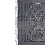 Benzara 4 X 6 Feet Fabric Rug with Fringe and Batik Prints, Blue