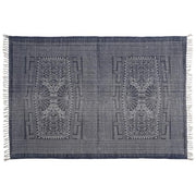 Benzara 4 X 6 Feet Fabric Rug with Fringe and Batik Prints, Blue