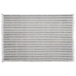 Benzara 4 X 6 Feet Fabric Rug with Fringes and Sawtooth Stripes, Gray and White
