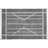 Benzara 4 X 6 Feet Fabric Rug with Fringes and Centerpoint Stripes, Gray and White