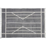 Benzara 4 X 6 Feet Fabric Rug with Fringes and Centerpoint Stripes, Gray and White