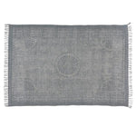 Benzara 4 X 6 Feet Rectangular Fabric Rug with Fringes and Block Prints, Light Gray
