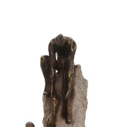 Benzara 23 Inch Polyresin Human Rock Climbing Accent Decor, Gray and Bronze