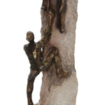 Benzara 23 Inch Polyresin Human Rock Climbing Accent Decor, Gray and Bronze