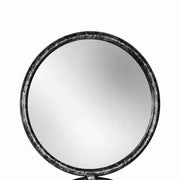 Benzara 48 Inch 4 Stacked Round Mirrored Wall Decor, Antique Silver