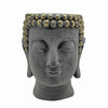Benzara 9 Inch Polyresin Buddha Head Planter, Gray and Gold
