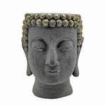 Benzara 9 Inch Polyresin Buddha Head Planter, Gray and Gold